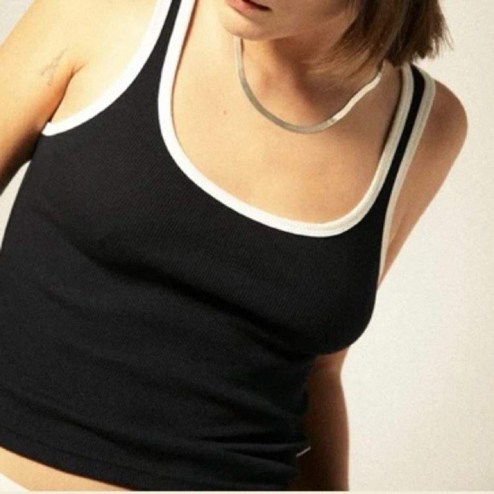 J.ING Black Tank Top with White Ringer